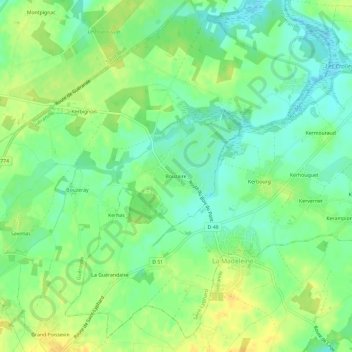 Bouzaire topographic map, elevation, terrain