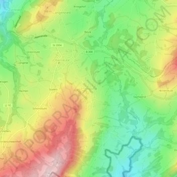 Irsengund topographic map, elevation, terrain