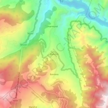 Batote topographic map, elevation, terrain