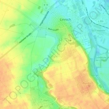 In der Frack topographic map, elevation, terrain