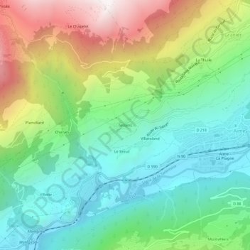 Tessens topographic map, elevation, terrain