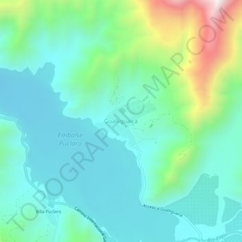 Gualliguaica topographic map, elevation, terrain