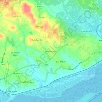 Bias do Norte topographic map, elevation, terrain