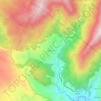 Teixeira topographic map, elevation, terrain