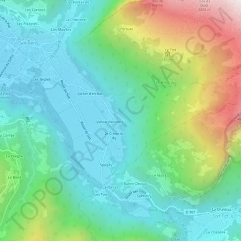 Les Traversants topographic map, elevation, terrain
