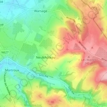 Aubin topographic map, elevation, terrain