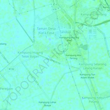 Kampung Teluk Bagan topographic map, elevation, terrain