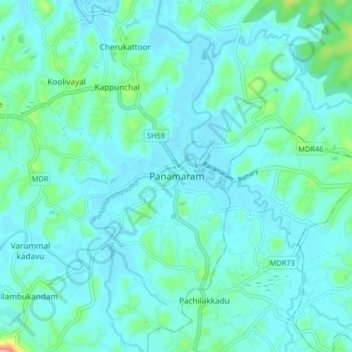 Panamaram topographic map, elevation, terrain