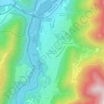 Saint-Pierre-de-Commiers topographic map, elevation, terrain