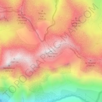 Le Chevalier topographic map, elevation, terrain