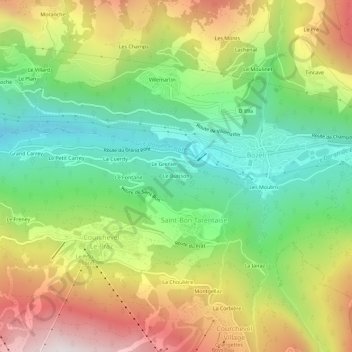Le Buisson topographic map, elevation, terrain