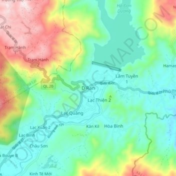 D'Ran topographic map, elevation, terrain