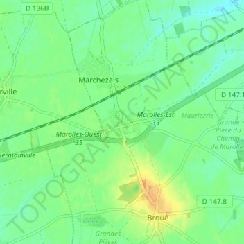 Marolles topographic map, elevation, terrain