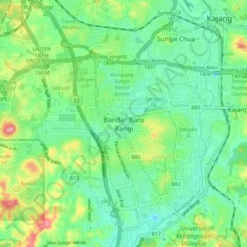 Bandar Baru Bangi topographic map, elevation, terrain