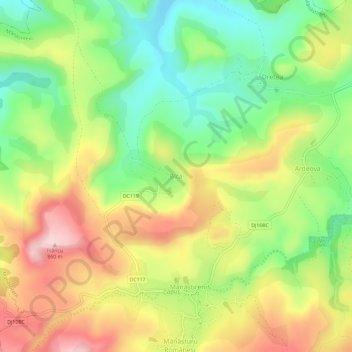 Bica topographic map, elevation, terrain
