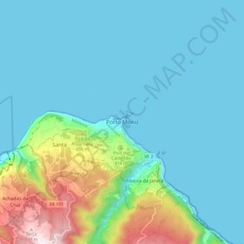 Porto Moniz topographic map, elevation, terrain