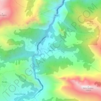Lebeña topographic map, elevation, terrain