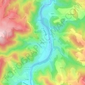 Jazindes topographic map, elevation, terrain