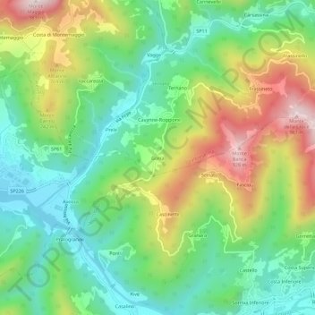 Gorra topographic map, elevation, terrain