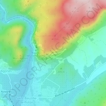 Grotte des Demoiselles topographic map, elevation, terrain