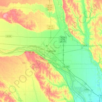 Fremont topographic map, elevation, terrain