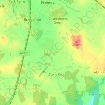 Bliby Corner topographic map, elevation, terrain