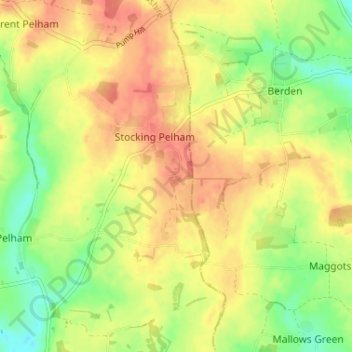 Crab's Green topographic map, elevation, terrain