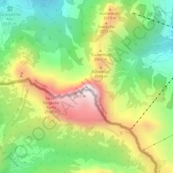 Creta di Aip topographic map, elevation, terrain