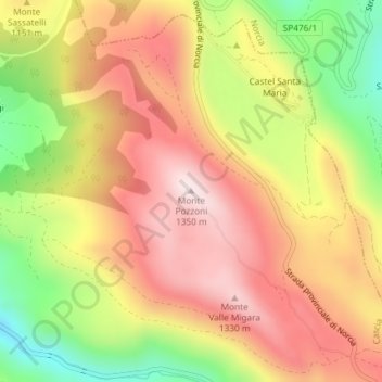 Monte Pozzoni topographic map, elevation, terrain