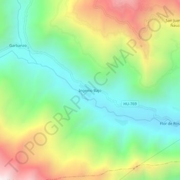 Ingenio Bajo topographic map, elevation, terrain