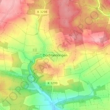 Dorfmerkingen topographic map, elevation, terrain