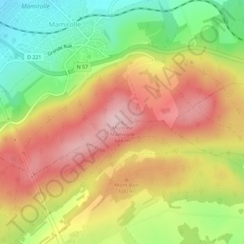 Mont de Mamirolle topographic map, elevation, terrain