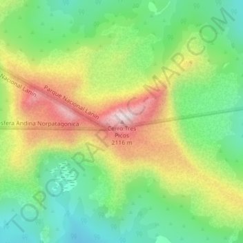 Cerro Tres Picos topographic map, elevation, terrain