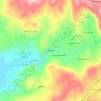 Belleview topographic map, elevation, terrain