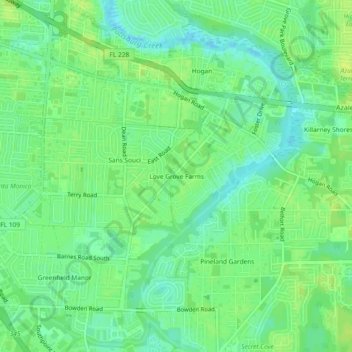 Love Grove Farms topographic map, elevation, terrain