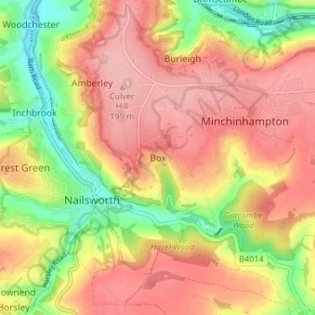 Box topographic map, elevation, terrain