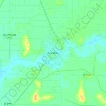 Rawatsar topographic map, elevation, terrain