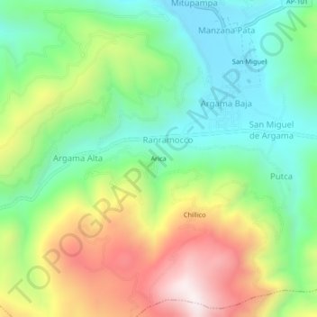 Arica topographic map, elevation, terrain
