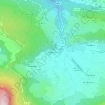 Campsadourny topographic map, elevation, terrain