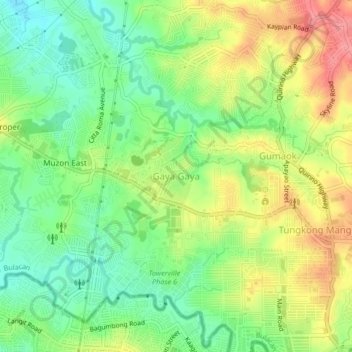 Gaya Gaya topographic map, elevation, terrain