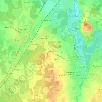 Les Bioux topographic map, elevation, terrain