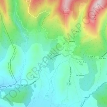 Pigrannier topographic map, elevation, terrain