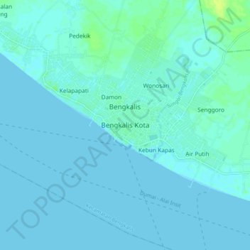 Bengkalis Kota topographic map, elevation, terrain