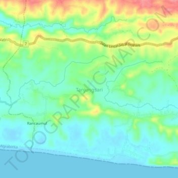 Tanjungsari topographic map, elevation, terrain
