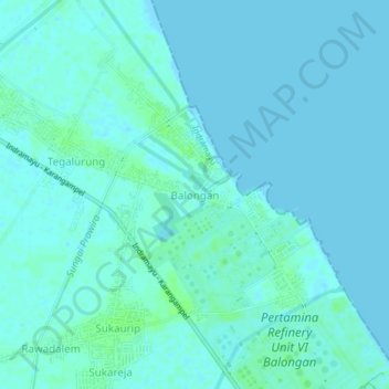 Balongan topographic map, elevation, terrain