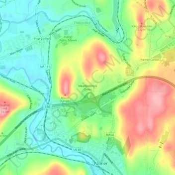Meadowbrook Green topographic map, elevation, terrain
