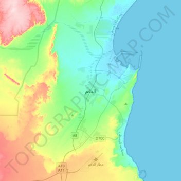 Duqm topographic map, elevation, terrain
