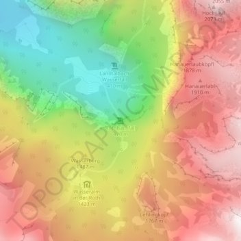 Röthbachfall topographic map, elevation, terrain