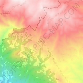 Karaköy topographic map, elevation, terrain