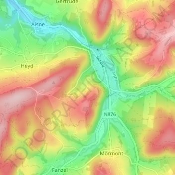 Lignely topographic map, elevation, terrain